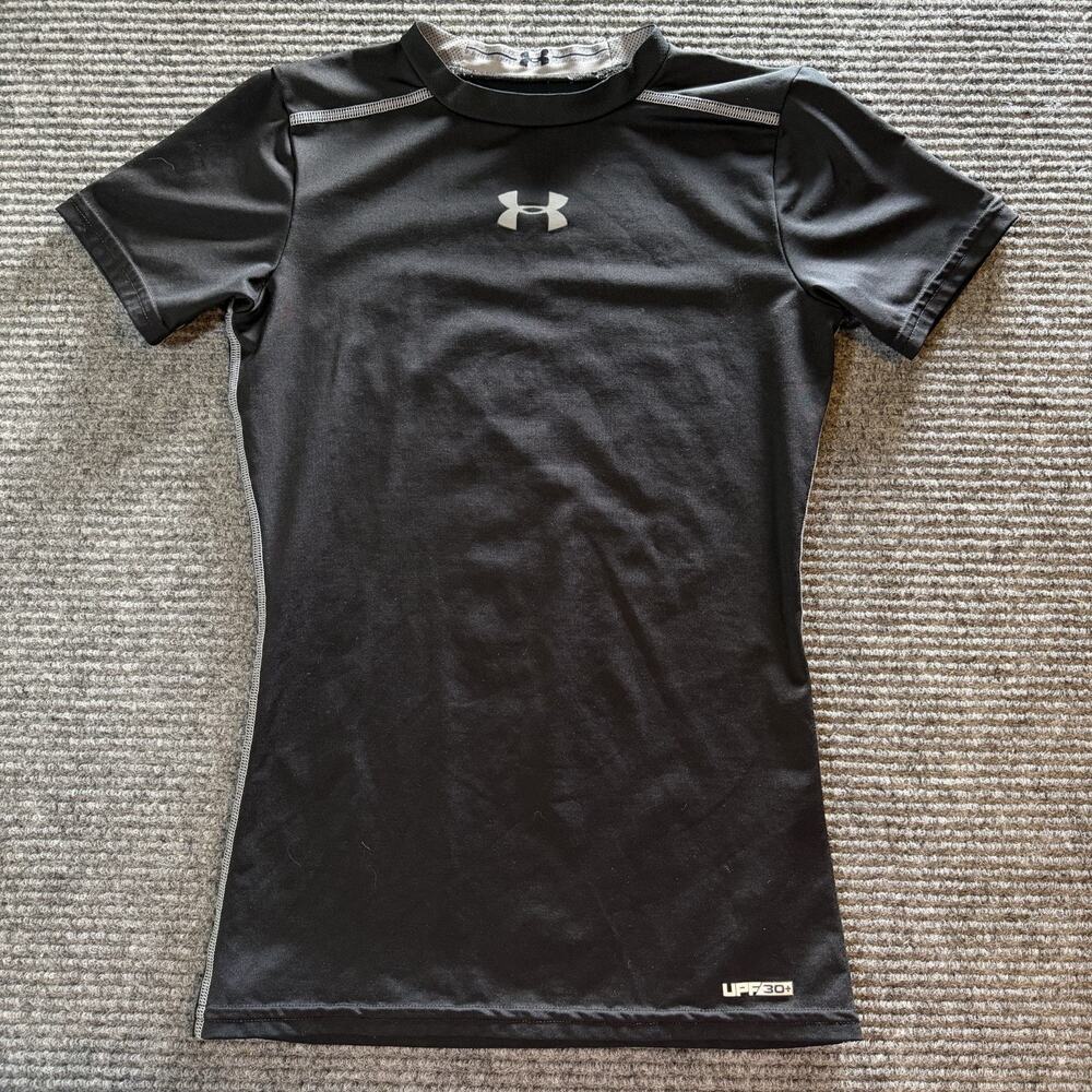 Under Armour Youth YMD HeatGear Black Shirt UPF 30+ Fitted Tee